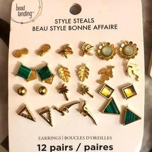 Pineapple 🍍,  🍌banana, 🌴palm tree, 🦕dinosaur earrings